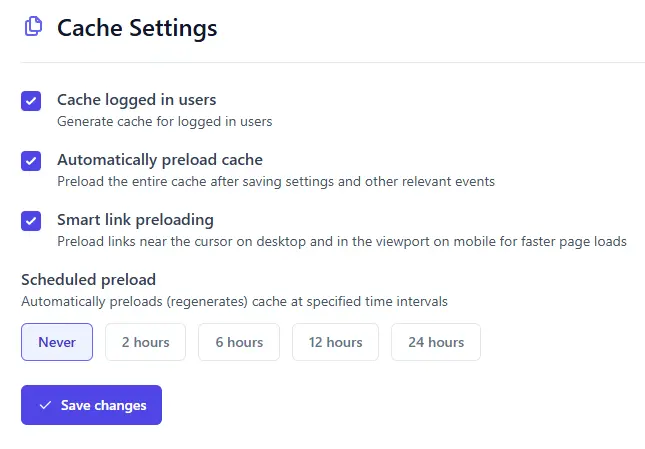 cache-settings