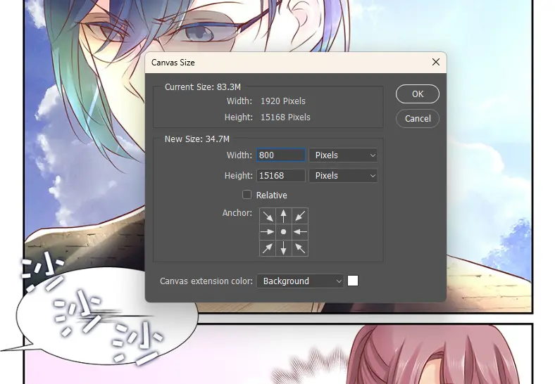 canvas size qq