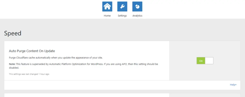 Bật Auto Purge trong plugin Cloudflare