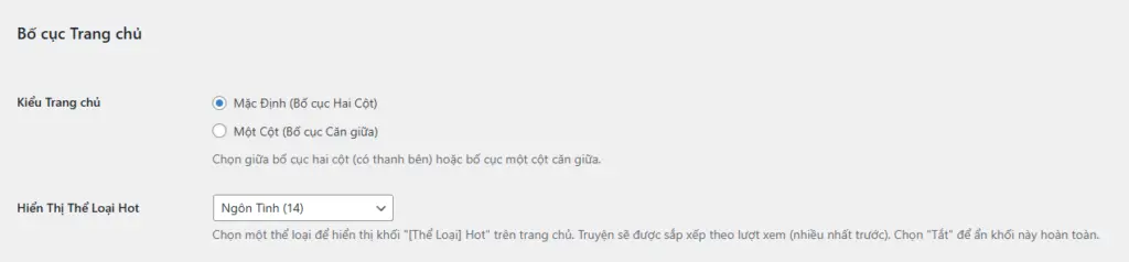 Bố cục trang chủ