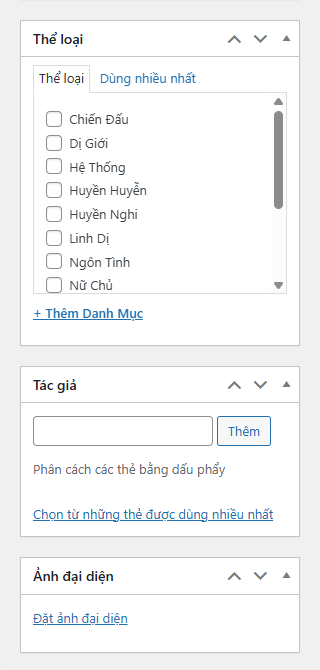 Thể loại tác giả và ảnh đại diện