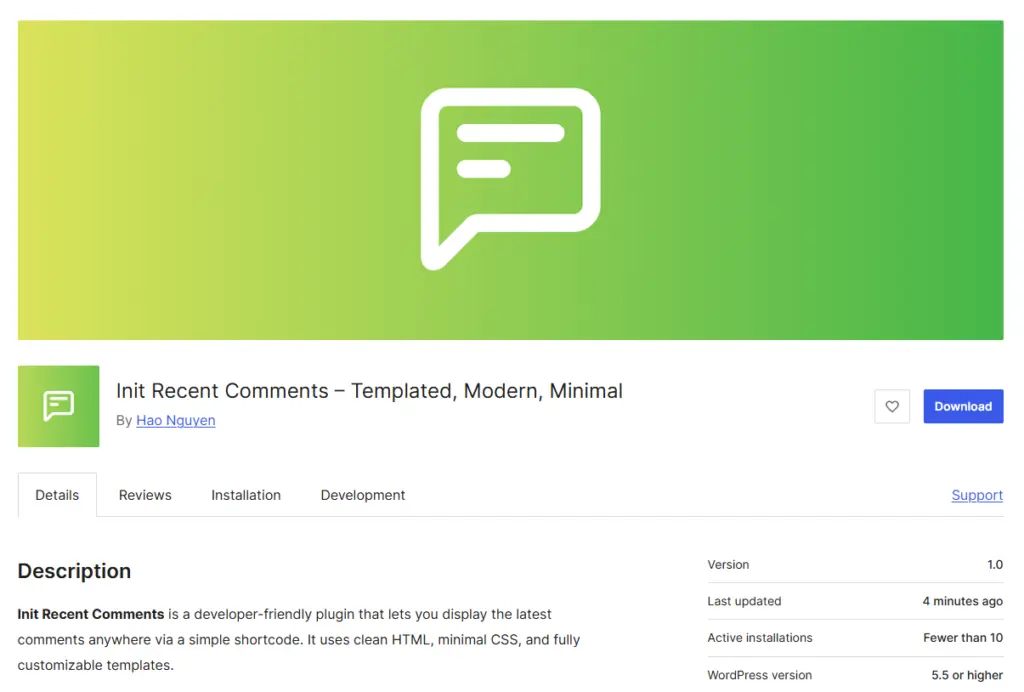Init Recent Comments trên WordPress.org
