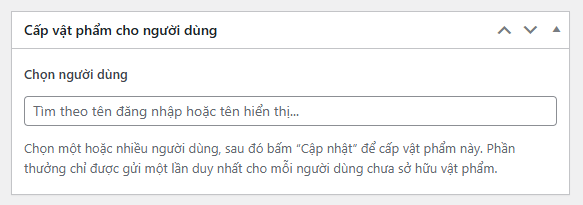 Cấp vật phẩm cho người dùng