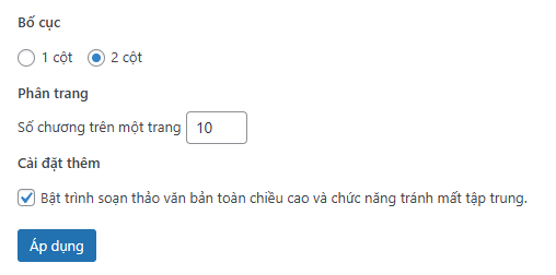 Tùy chỉnh số lượng chương trên một trang