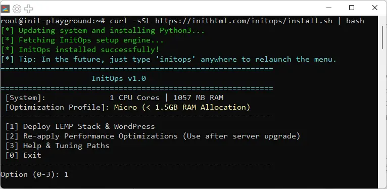 InitOps – Automatically Deploy LEMP Stack and WordPress on Ubuntu with a Single Command
