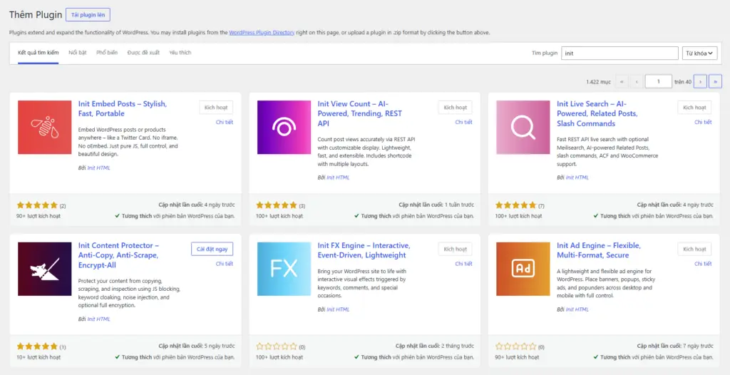 Init Plugin Suite trên WordPress